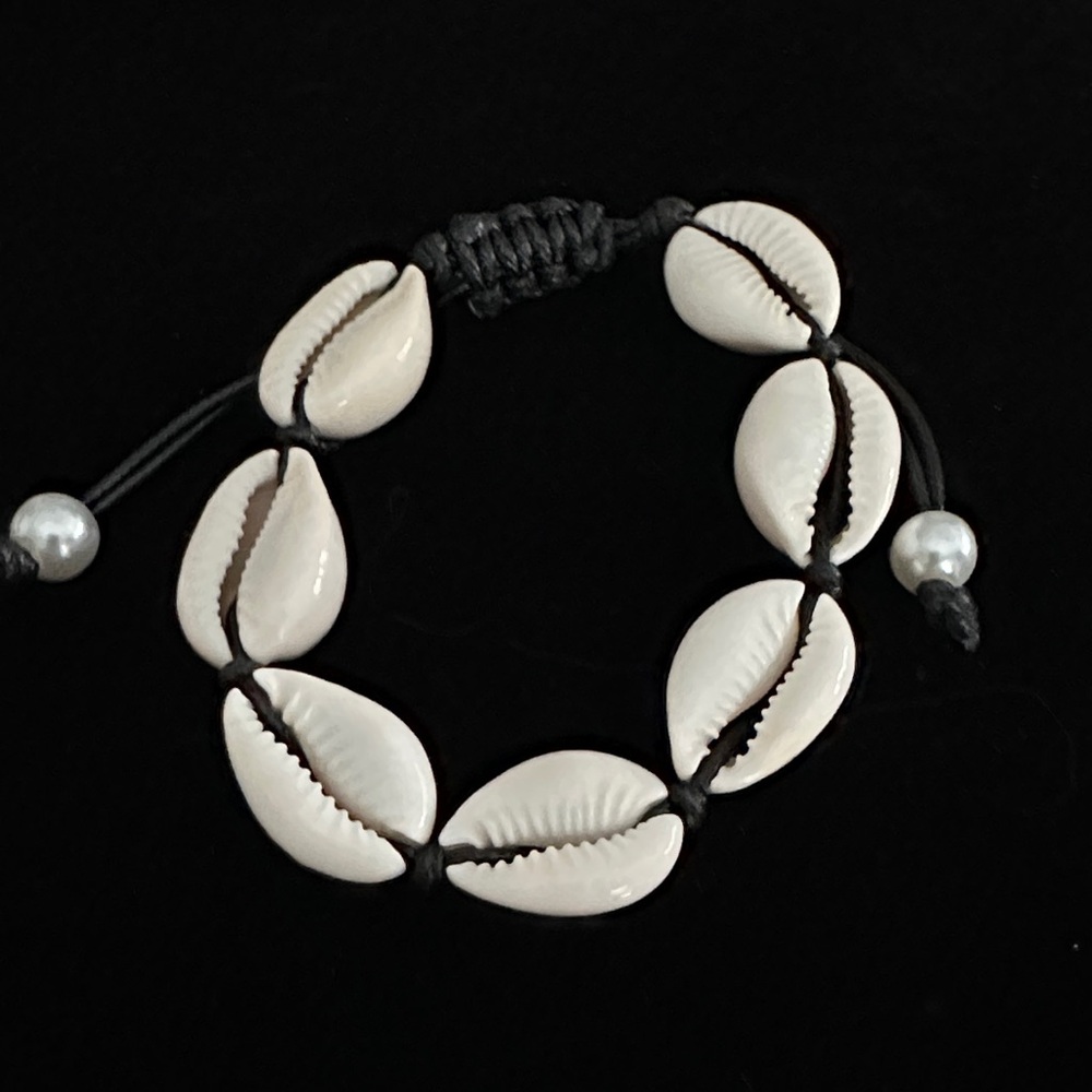 Elegant Cowrie Shell Bracelet with Black Cord